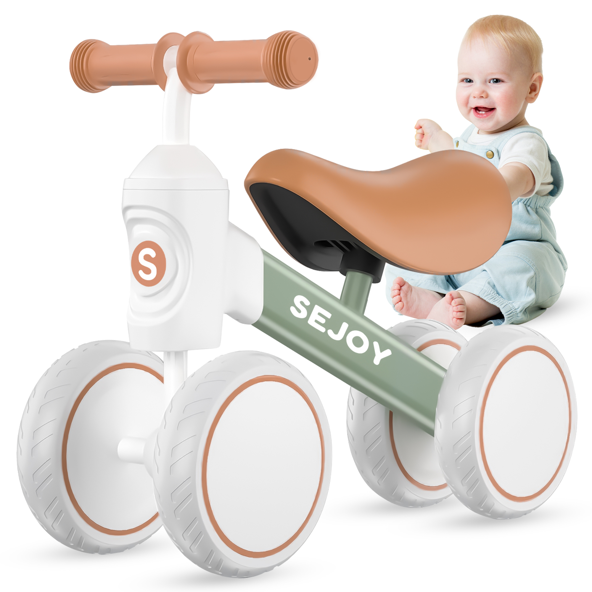 Sejoy Baby Balance Bike, 10-36 Month Kids Toddler Walker, 4 Wheels Riding Toys for Boys and Girls, First Birthday Gifts - image 1 of 7