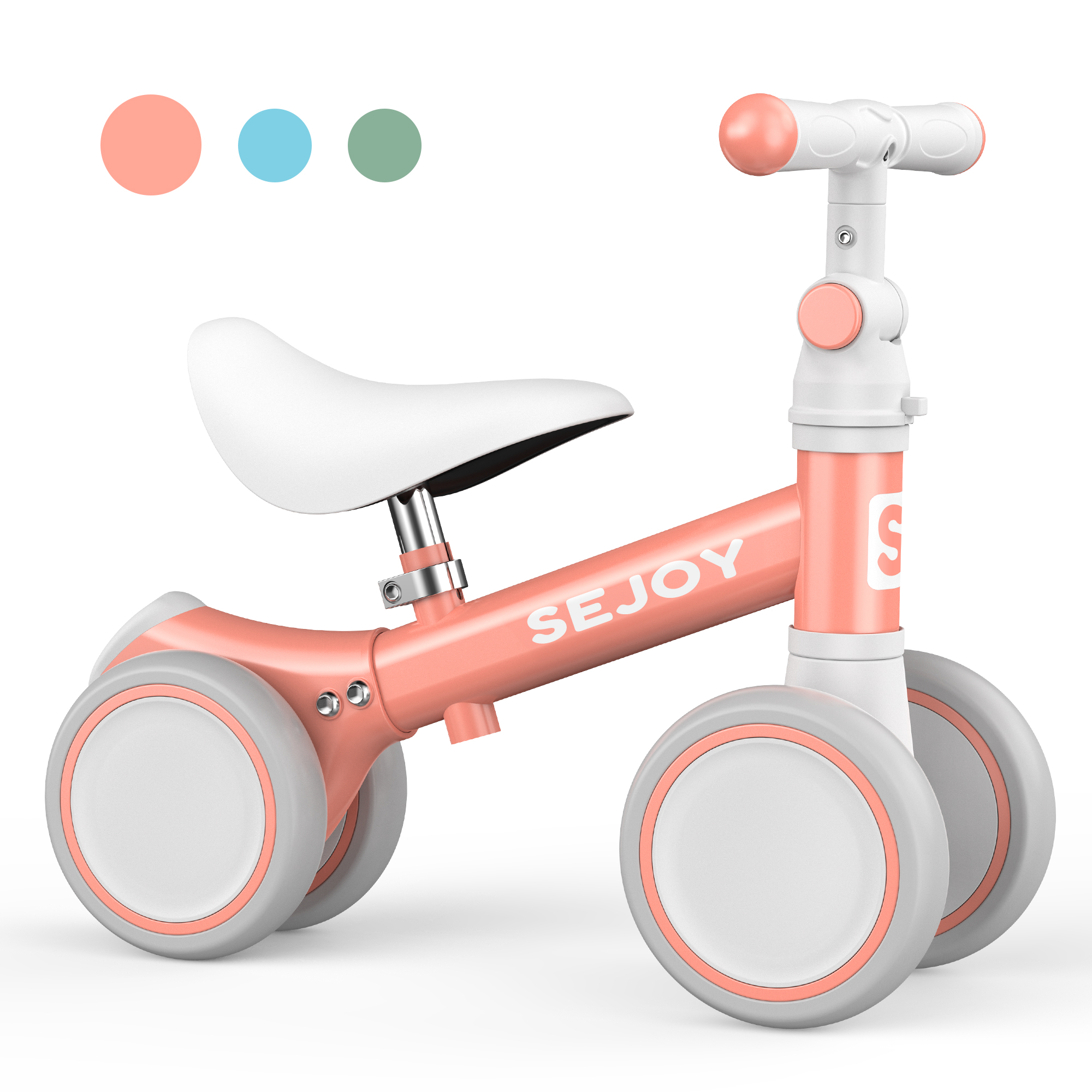 Sejoy Baby Balance Bike, Toddler Baby Bicycle with 4 Wheels for 10-36 Months, Adjustable Handlebar Baby Outdoor Bike Riding Toy, First B-day Gift - image 1 of 9