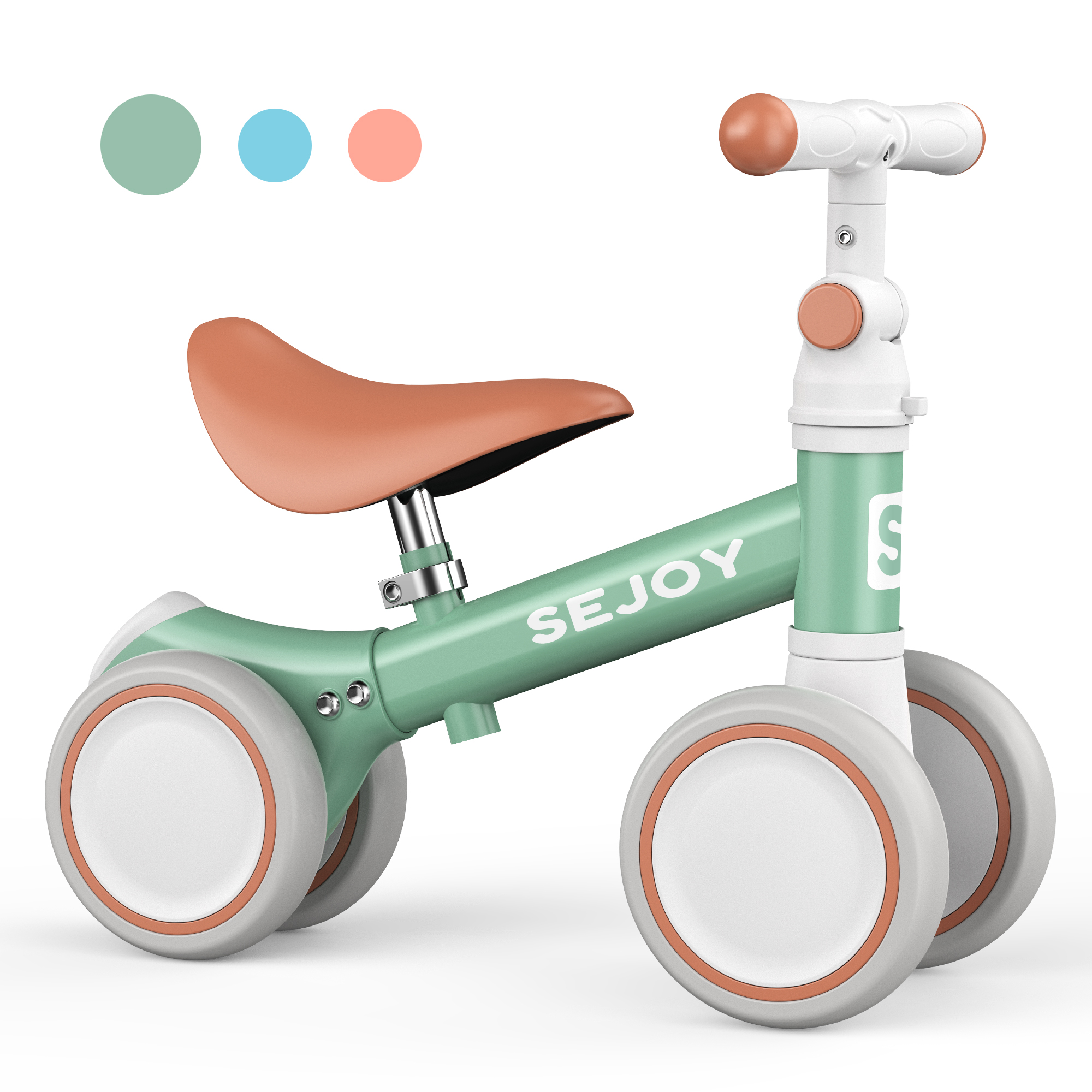 Sejoy Baby Balance Bike, Toddler Baby Bicycle with 4 Wheels for 10-36 Months, Adjustable Handlebar Baby Outdoor Bike Riding Toy, First B-day Gift - image 1 of 9