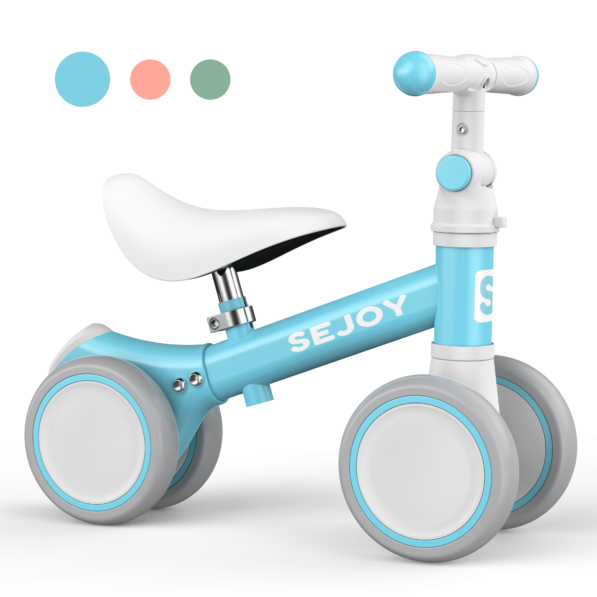 Sejoy Baby Balance Bike, Toddler Baby Bicycle with 4 Wheels for 10-36 Months, Adjustable Handlebar Baby Outdoor Bike Riding Toy, First B-day Gift - image 1 of 8