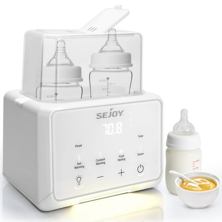 Sejoy Double Bottle Warmer, Fast Baby Food Heater for Breastmilk & Formula, Steam Sterilize, White