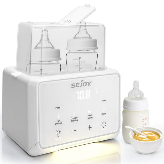 Sejoy Double Bottle Warmer, Fast Baby Food Heater for Breastmilk & Formula, Steam Sterilize, White