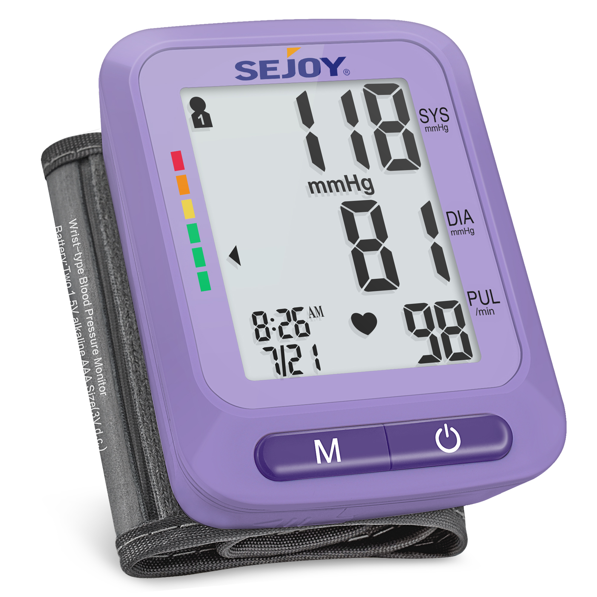 Veridian Large Display Blood Pressure Wrist Monitor, Blue