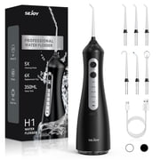 Sejoy Cordless Water Flosser Dental Teeth Cleaner with 6 Jet Tips, Professional 350ML Tank Rechargeable IPX7 Waterproof Dental Oral Irrigator for Home and Travel