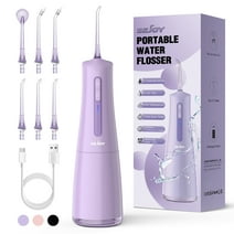Sejoy Cordless Water Flosser, Professional Dental Teeth Cleaner, 300mL Tank USB Rechargeable Dental Oral Irrigator for Home and Travel, Purple