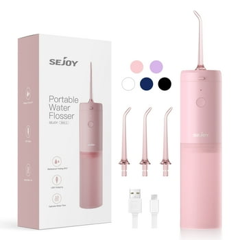Sejoy Cordless Water Flosser, Rechargeable Portable Oral Irrigator Teeth Cleaner, Pink