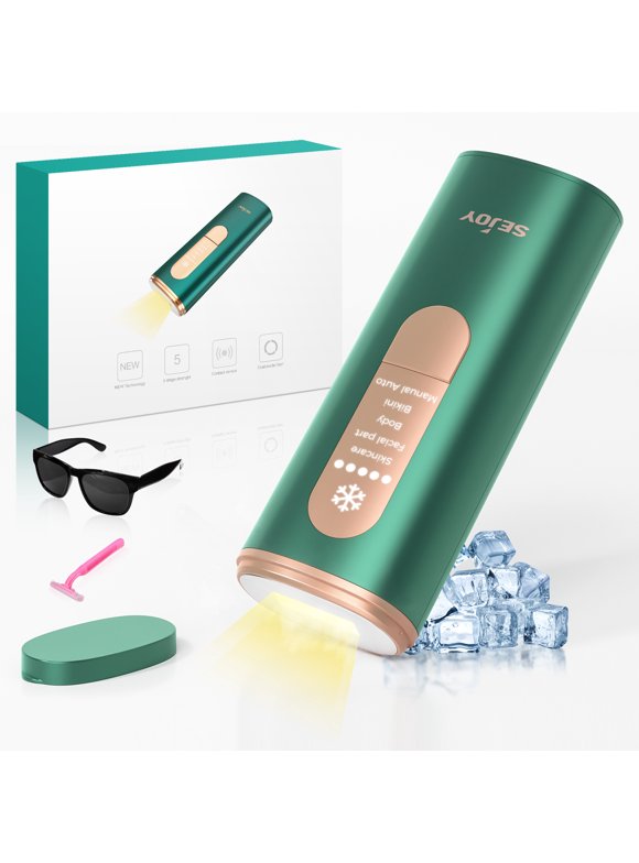 Sejoy IPL Laser Hair Removal with Ice-Cooling System,Painless Permanent Hair Removal Device for Women and Men,Face,Leg,Armpit and Bikini Line Whole Body Hair Remover at-Home Use