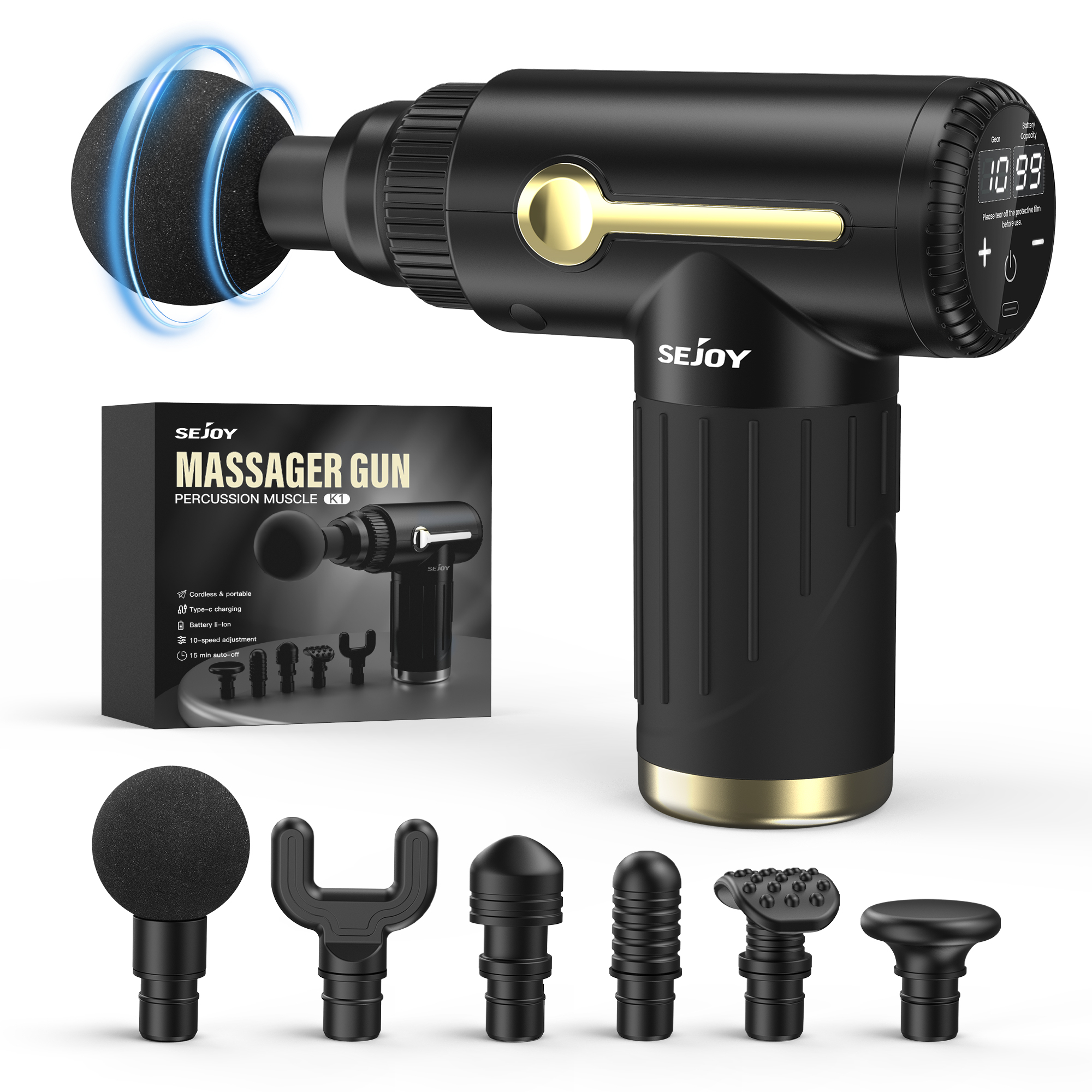 Fusion Black Pro Muscle Massage Gun Deep Tissue Percussion Muscle