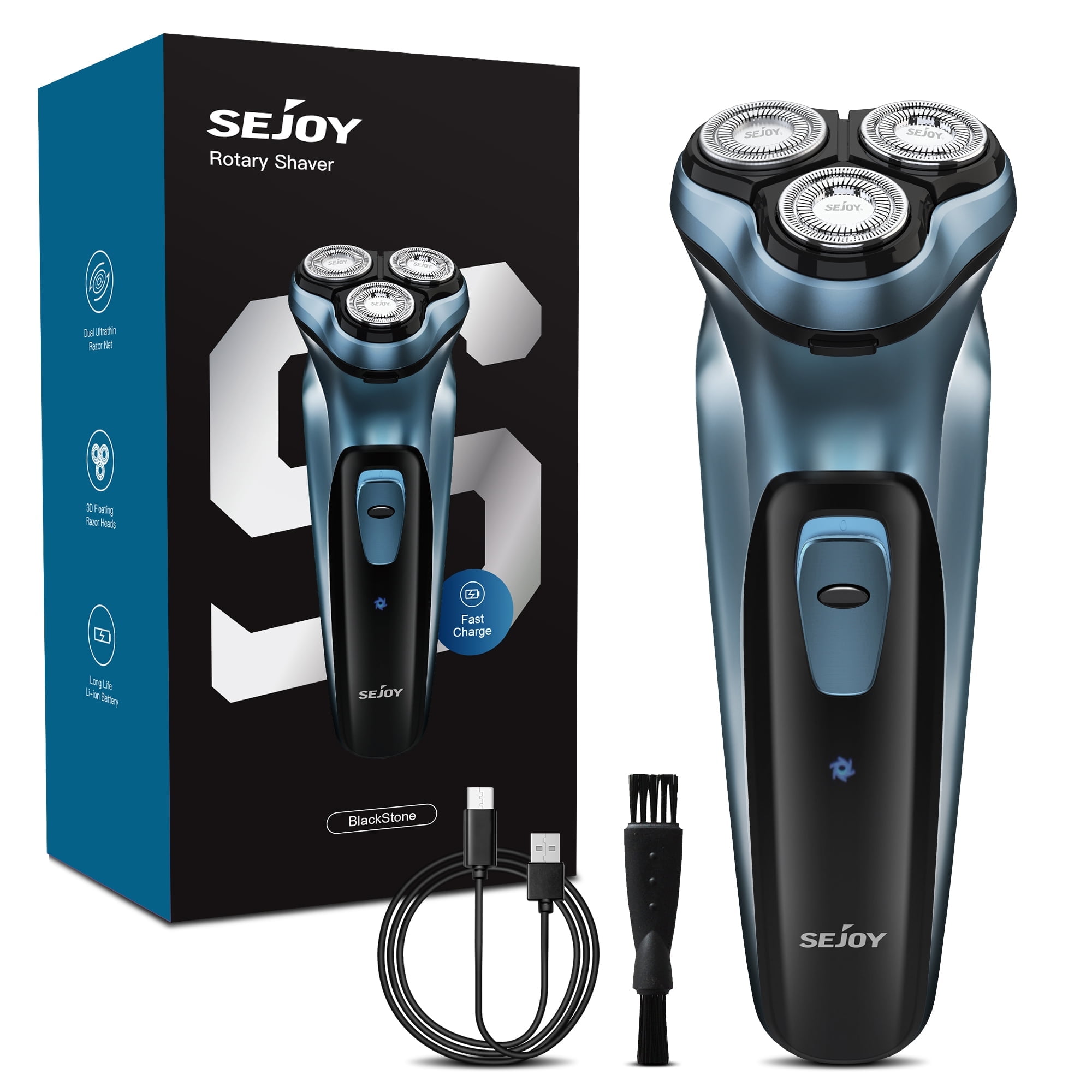 Sejoy Men's Triple Head Electric Razor, 3D Floating Self-Sharpening ...