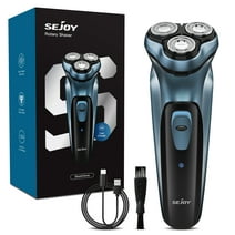 Sejoy Men's Electric Shaver Razor for Men Face,Beard Trimmer,Portable Electric Rotary Shaver, 2 in 1 3 Head 4D Cordless Rechargeable,with Pop-Up Trimmer, Washable,Use for Home Travel,Blue
