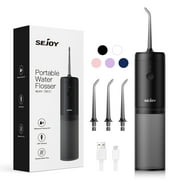 Sejoy Portable Water Flosser, Cordless Teeth Cleaner, 1900 Times/Min Pulse Rate Rechargeable Teeth Cleaner, 3 Modes with 140ml Tank, Black