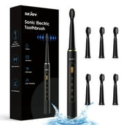 Sejoy Rechargeable Toothbrush Electric with 7 Tooth Heads,for Adults and Kids,Power Sonic Tooth Brush Soft Cleaning,3 Modes ,Smart Timer for Home Travel,Gift,Pink