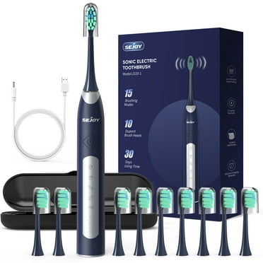 Sejoy Sonic Electric Toothbrush for Adult&Kid, 10 Brush Heads, 5 Modes,Smart Timer,Waterproof