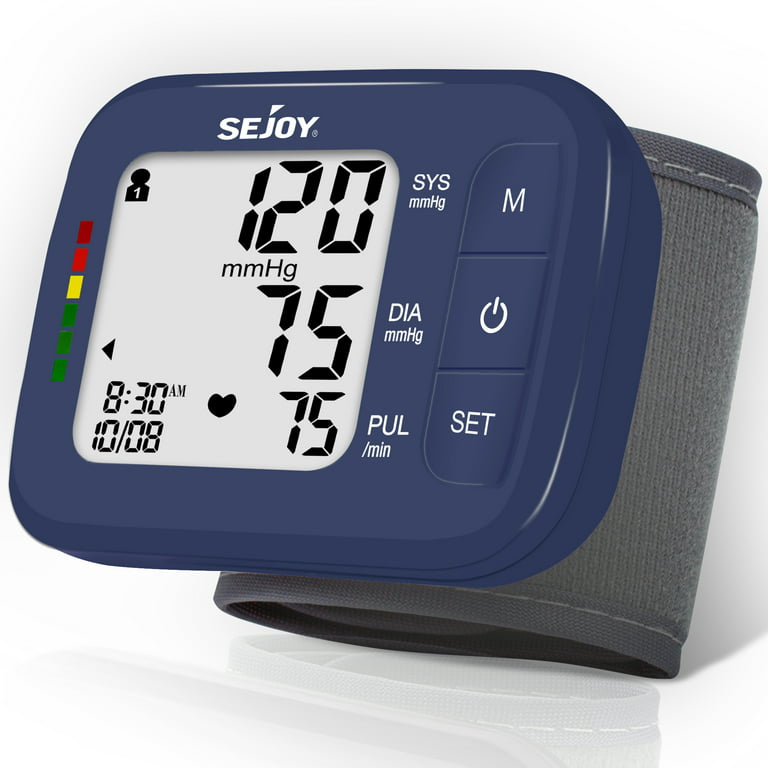 Sejoy Blood Pressure Monitor Wrist Blood Pressure Machine Digital Automatic BP Cuff Monitors with Irregular Heartbeat Detection Large Display 2x60