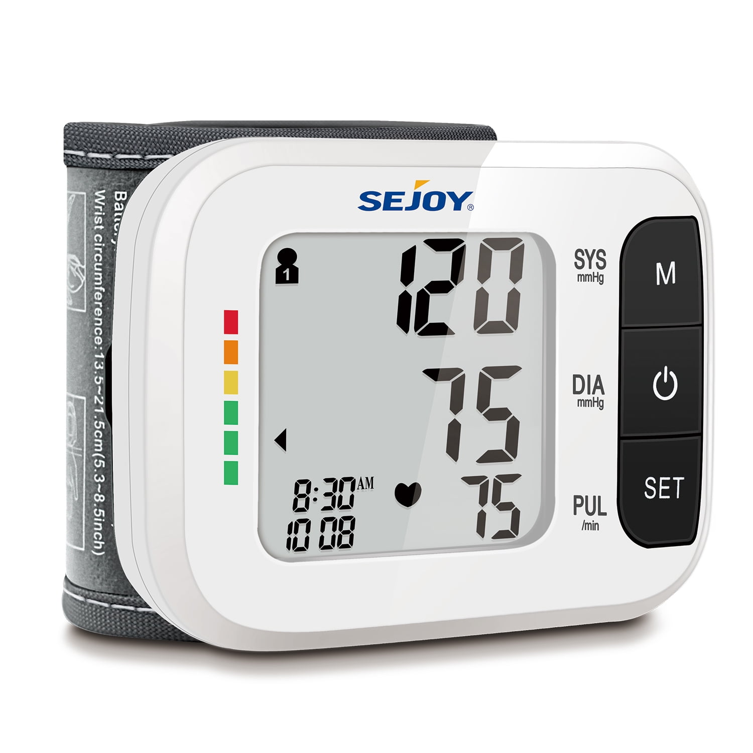 Wrist Blood Pressure Monitor with Large LED Display DBP-2261-WHI