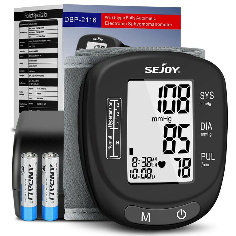 Sejoy Wrist Blood Pressure Monitor, Digital BP Machine, Automatic Home High  Blood Pressure Machine with Adjustable Cuff 