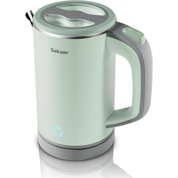 Sekaer Small Electric Kettle, Hot Water Boiler Mini Portable Travel Tea Kettle, 0.8L with Auto Shut-Off & Boil Dry Protection, 304 Stainless Steel