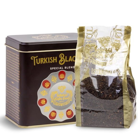 Sekerci Cafer Erol Turkish Black Tea Loose Leaf, 7 oz (200g) Traditional Rize Style Black Tea from Istanbul Premium Blend in Reusable Tin