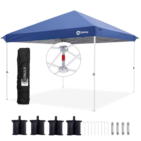 Sekey 10x10 Pop Up Canopy - One-Push Setup, 99% UV Blocking Instant Easy Up Canopy, Outdoor Sun Shelter for Camping, Parties, Events, Commercial Gazebo with 4 Weight Bags, Waterproof&Windproof