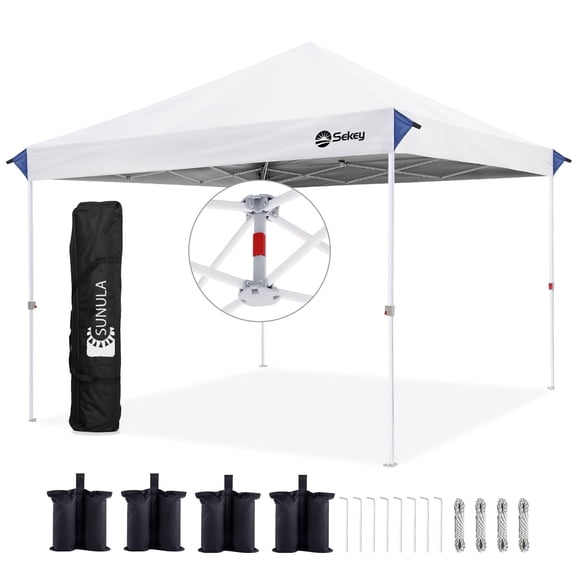 Sekey 10x10 Pop Up Canopy - One-Push Setup, 99% UV Blocking Instant Easy Up Canopy, Outdoor Sun Shelter for Camping, Parties, Events, Commercial Gazebo with 4 Weight Bags, Waterproof&Windproof