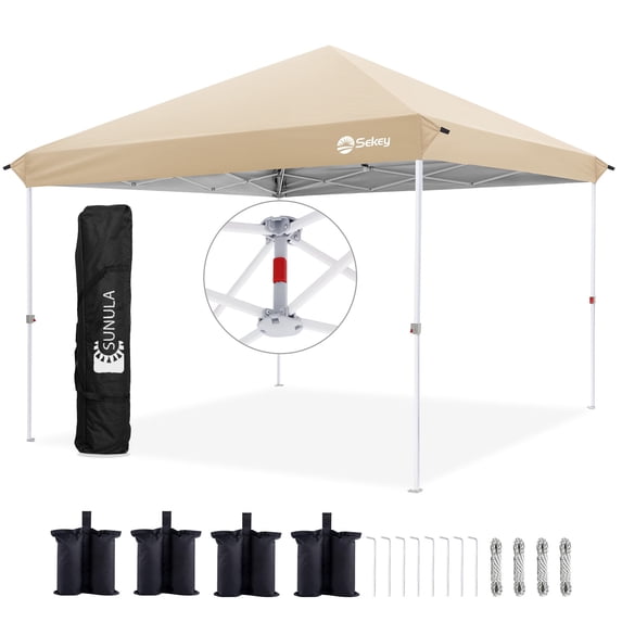 Sekey 10x10 Pop Up Canopy - One-Push Setup, 99% UV Blocking Instant Easy Up Canopy, Outdoor Sun Shelter for Camping, Parties, Events, Commercial Gazebo with 4 Weight Bags, Waterproof&Windproof