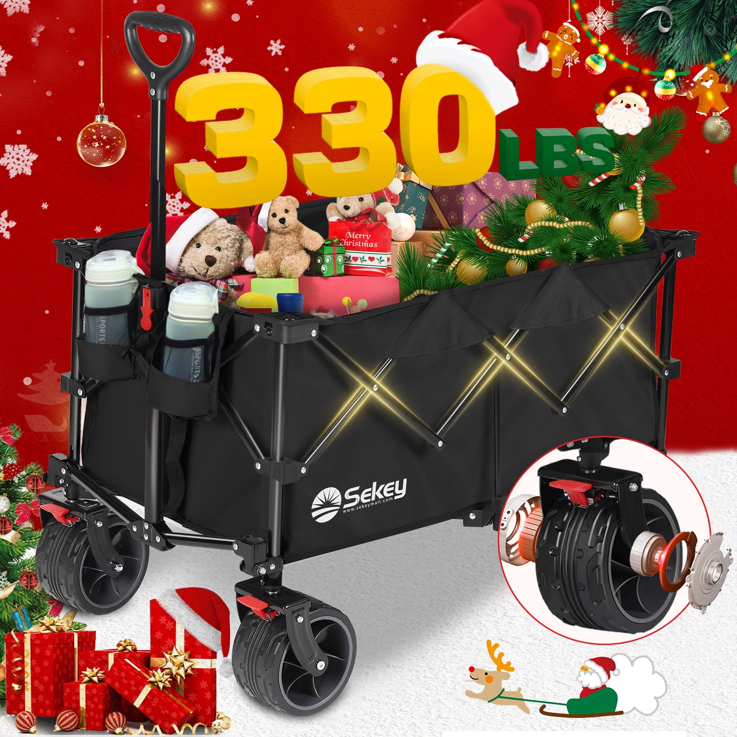 Sekey 220L Collapsible Foldable Wagon with 330lbs Weight Capacity