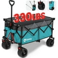 thumbnail image 1 of Sekey 300L Foldable Wagon Cart with 330lbs Weight Capacity, Heavy Duty Folding Collapsible Wagon with Big All-Terrain Beach Wheels & Drink Holders for Outdoor (Turquoise), 1 of 8