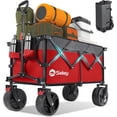 thumbnail image 1 of Sekey 300L Foldable Wagon Cart, 330 lb Capacity, Heavy Duty Collapsible Wagon with All-Terrain Wheels and Drink Holders, Red, 1 of 7