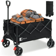 Sunula 330LBS Collapsible Wagon Beach Cart with 300L Large Capacity Heavy Duty Foldable Wagon Utility Folding 600D Oxford Fabric Cart with All Terrain Wheel for Garden Sport Camp Shop Grocery, Black