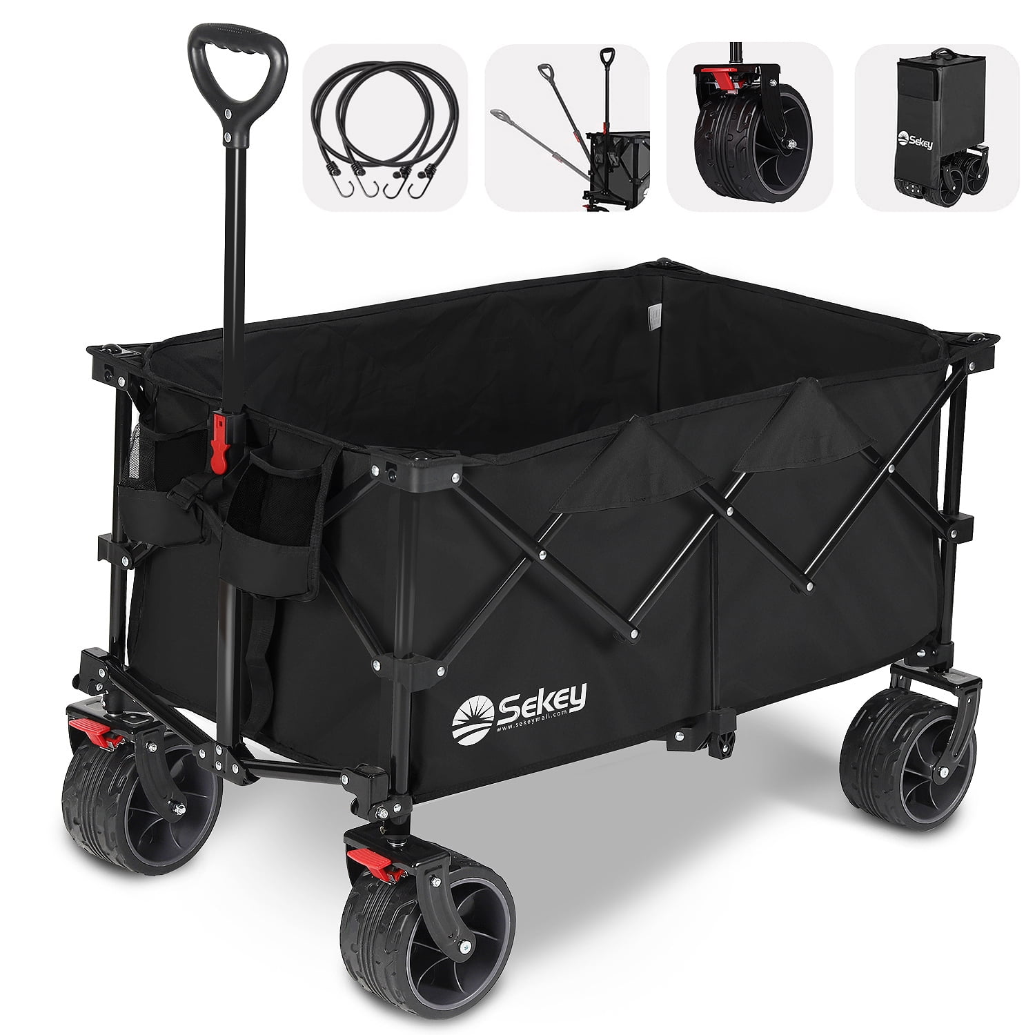 Sekey Collapsible Foldable Wagon with 220lbs Weight Capacity, Heavy