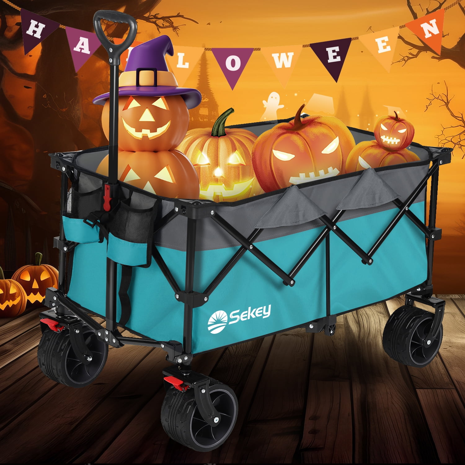 Sekey Collapsible Foldable Wagon with 220lbs Weight Capacity, Heavy