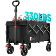Sekey 330LBS Collapsible Foldable Wagon Cart with Brake Wheels, Large Capacity Folding Beach Lightweight Heavy Duty Utility Garden Grocery Wagon and Cart for Camping Shopping, Black 1 Year Warranty