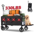 thumbnail image 1 of Sunula 330LBS Collapsible Foldable Wagon with Extended Tailgate 43"L Extra Long Folding Beach Wagon Heavy Duty Lightweight Cart with Wheel, Brakes, 2 Cup Holder for Grocery, Camp, Shop, Garden. Black, 1 of 7