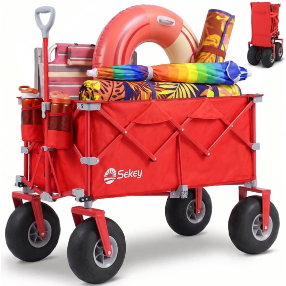 Sekey Heavy Duty Beach Wagon 200L Capacity, 9" Sand-Proof Wheels