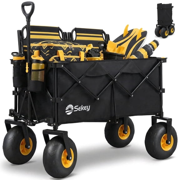 Sekey Heavy Duty Beach Wagon 200L Capacity, 9" Sand-Proof Wheels