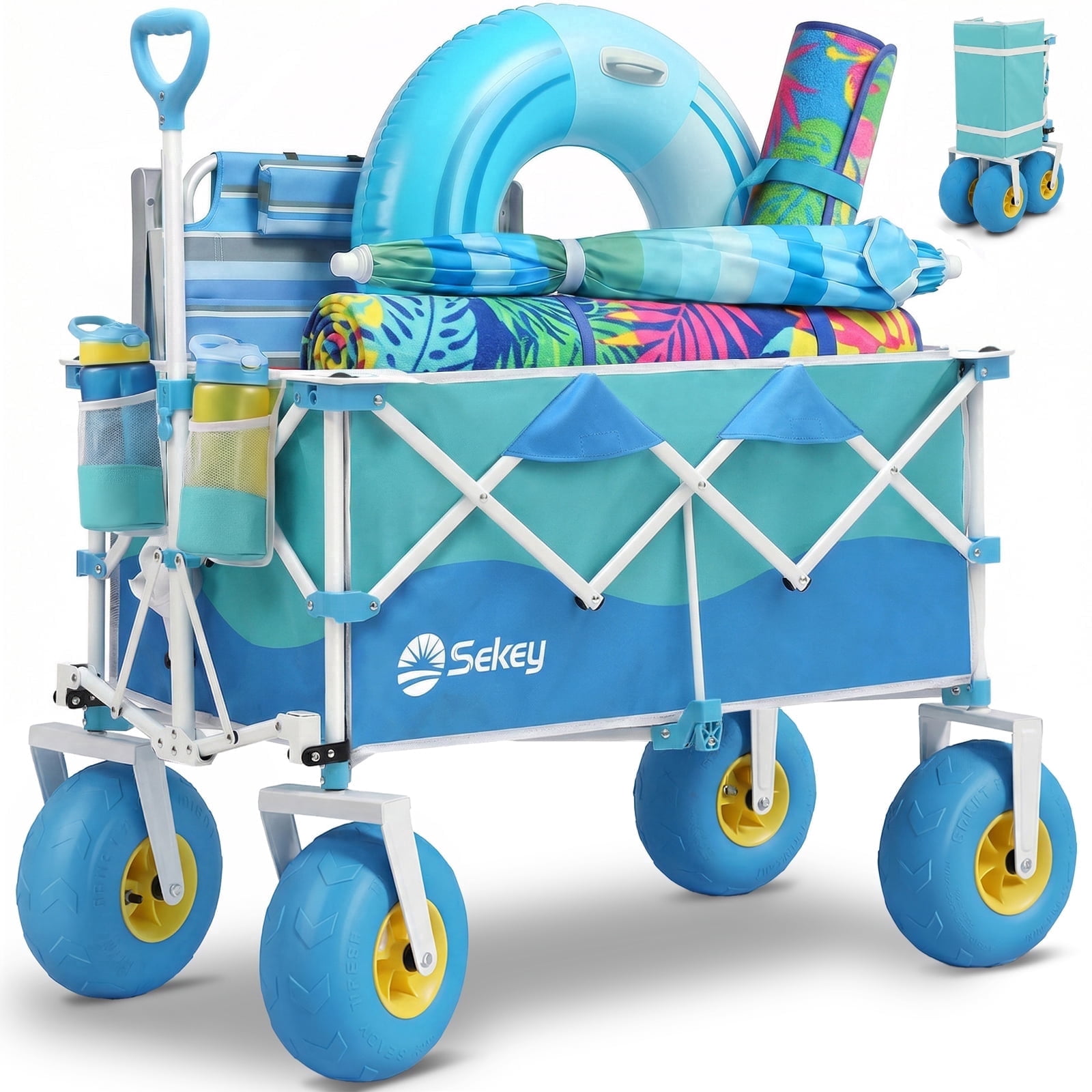 Sekey Heavy Duty Beach Wagon 200L Capacity, 9" Sand-Proof Wheels