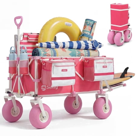 Sekey Heavy Duty Beach Wagon 300L Capacity, 9" Sand-Proof Wheels