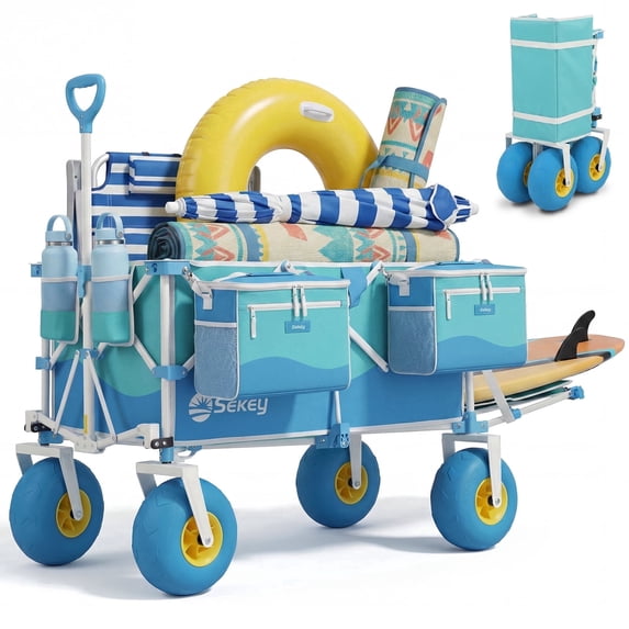 Sekey Heavy Duty Beach Wagon 300L Capacity, 9" Sand-Proof Wheels