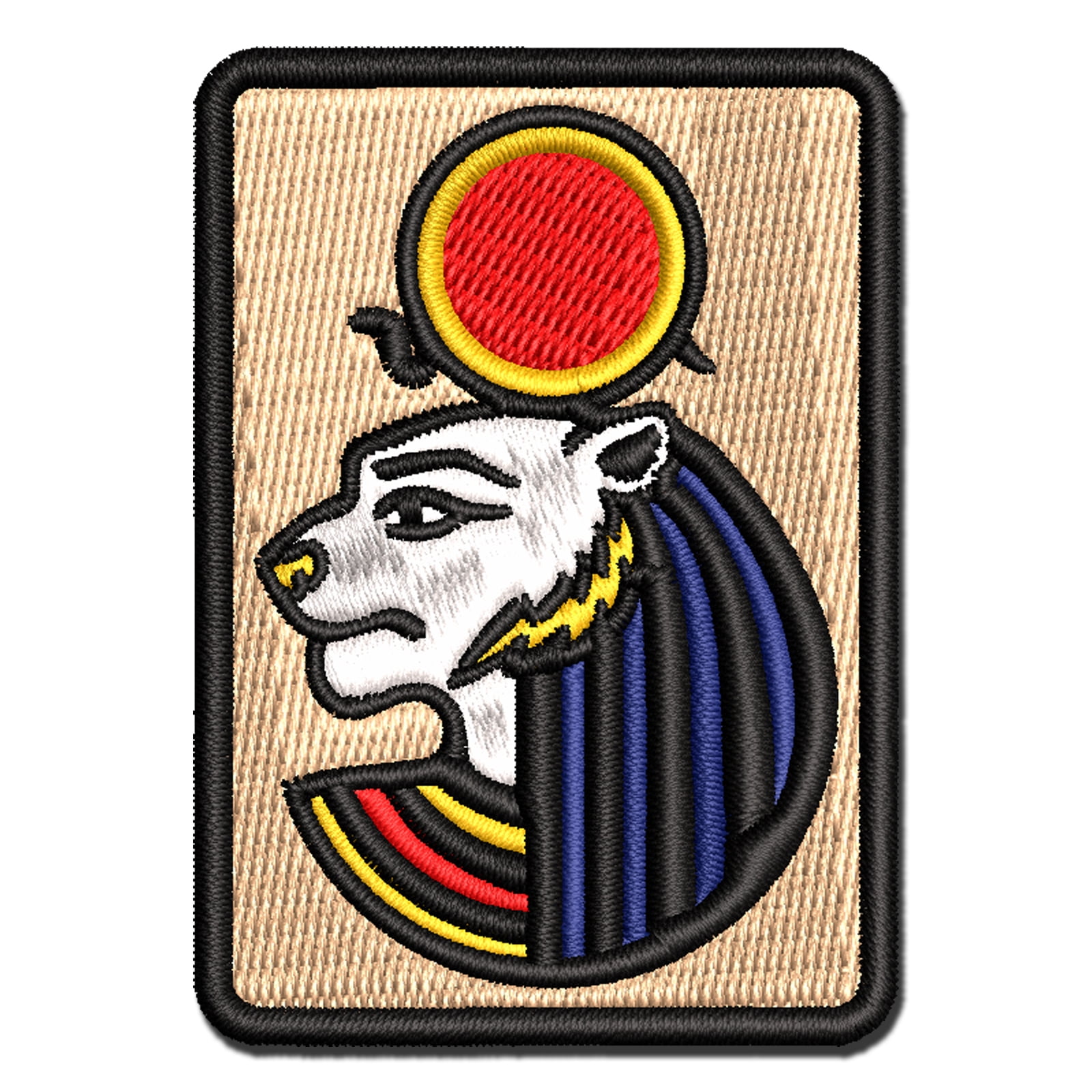 Sekhmet Head Egyptian Goddess of War Applique Multi-Color Embroidered ...