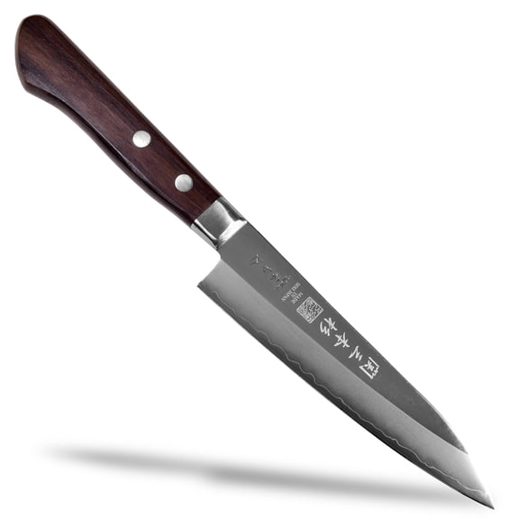 Utility Petty Knife 120mm (4.7 in), 8A Stainless Steel Fruit Knife with Rosewood Handle, Made in Japan