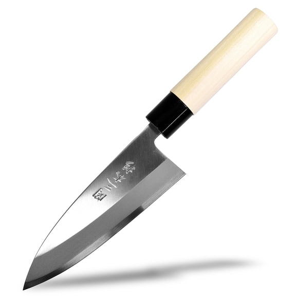 Seki Sanbonsugi Left-Handed Deba Knife 150mm (5.9 in), Japanese Fish Butchering Knife, White Steel #2