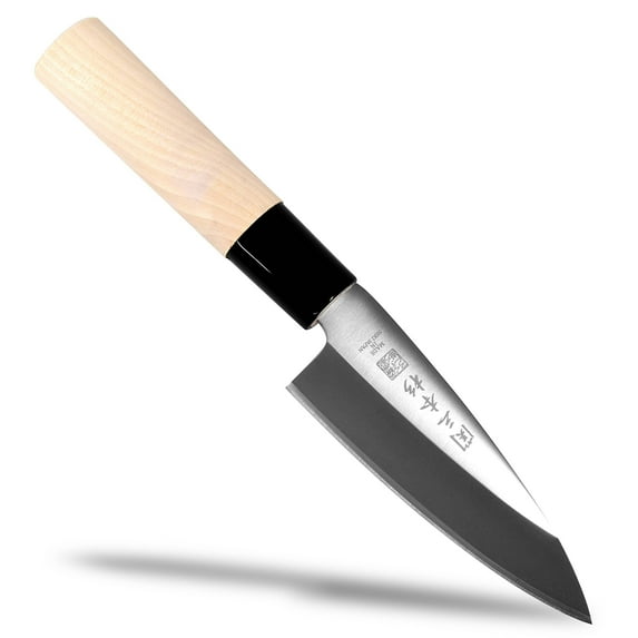 Seki Sanbonsugi Japanese Ajikiri Deba Knife 4.1 inch (105mm) - Japanese Stainless Steel Kitchen Knives, Wooden Handle, Made in Seki Japan