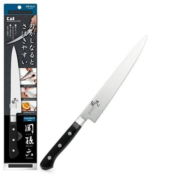 Sekimagoroku Flexible Cooking Knife with Wood Handle Stainless Steel 10.5 inch (Blade: 6.4 inch) for Filleting Fish