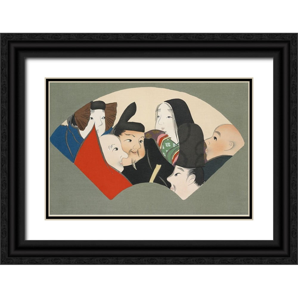 Sekka, Kamisaka 24x17 Black Ornate Wood Framed with Double Matting