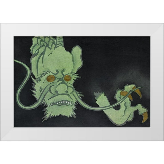Sekka, Kamisaka 24x17 White Modern Wood Framed Museum Art Print Titled - Golden eyed monster from Momoyogusa