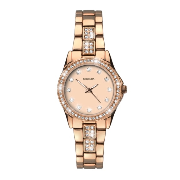 Sekonda Dress Ladies 27mm Quartz Watch in Rose with Analogue Display, and Rose Gold Alloy Strap 2034
