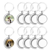 Sekonow 10 Pack Metal Sublimation Keychain Blanks, 360  Rotatable Double-Sided Sublimation Blanks, Heat Transfer Zinc Alloy DIY Key Chain with Keyring, Semicircle