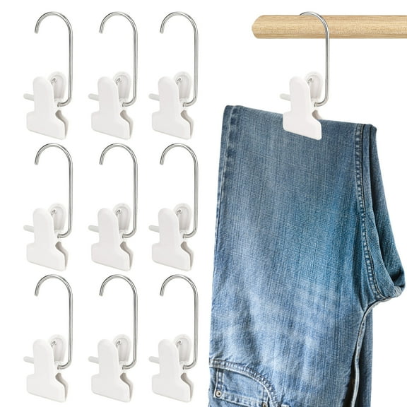Sekonow 10 Pack Wide Pants Hanger Clips, Anti Rust Boot Hangers for Closet Organizer, Space Saving Laundry Hanging Hooks Clothes Pins for Jeans Leggings Shorts Towel Hat