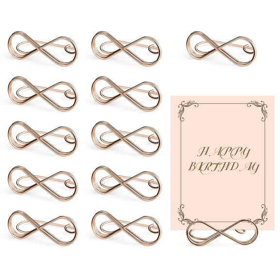 Sekonow 12 Pack Table Number Holders, Wide Base Place Card Holders, Table Number Stands, Table Sign Picture Photo Holder Menu Memo Clip for Centerpieces Wedding Party, Rose Gold