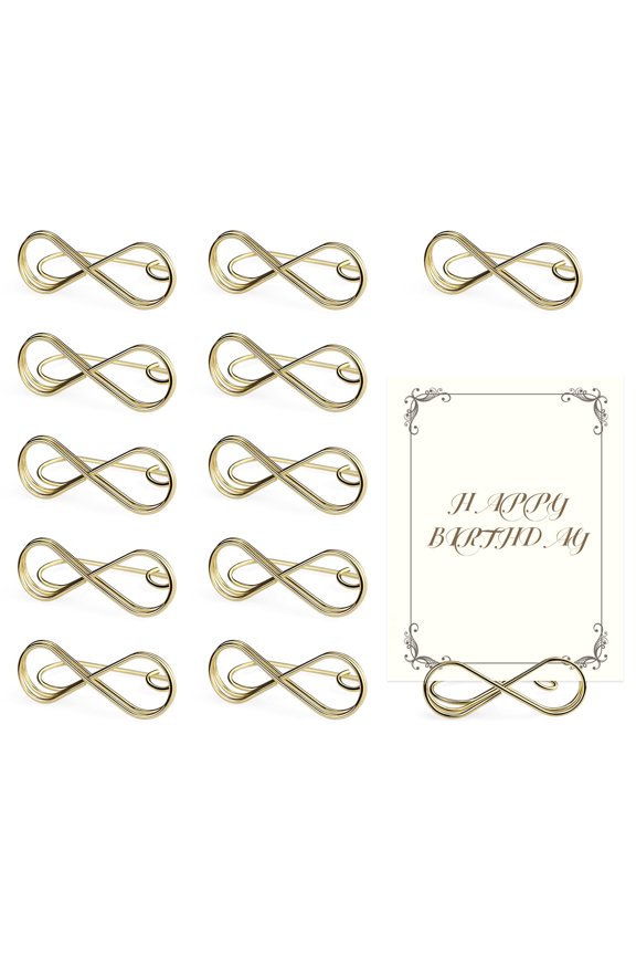 12 Pack Table Number Holders, Wide Base Place Card Holders, Table Number Stands, Table Sign Picture Photo Holder Menu Memo Clip for Centerpieces Wedding Party, Gold